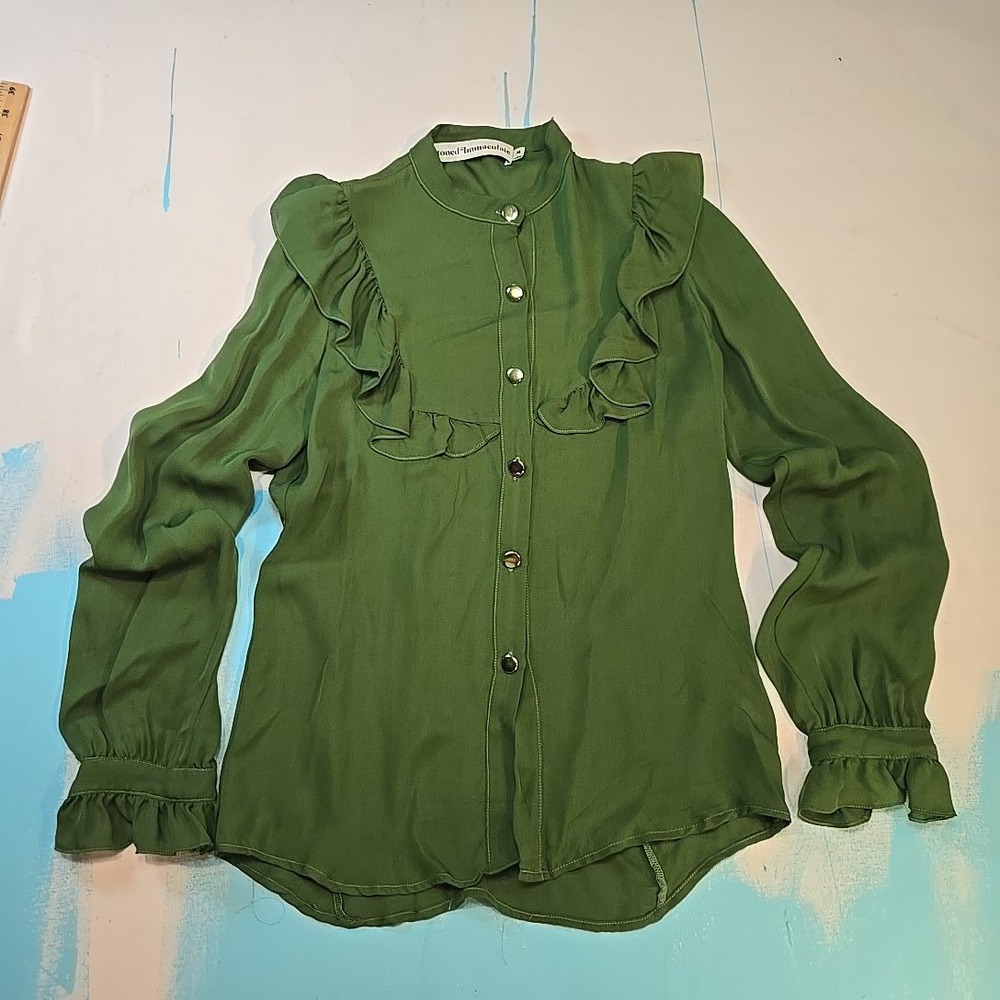 Stoned Immaculate Green Ruffle Blouse